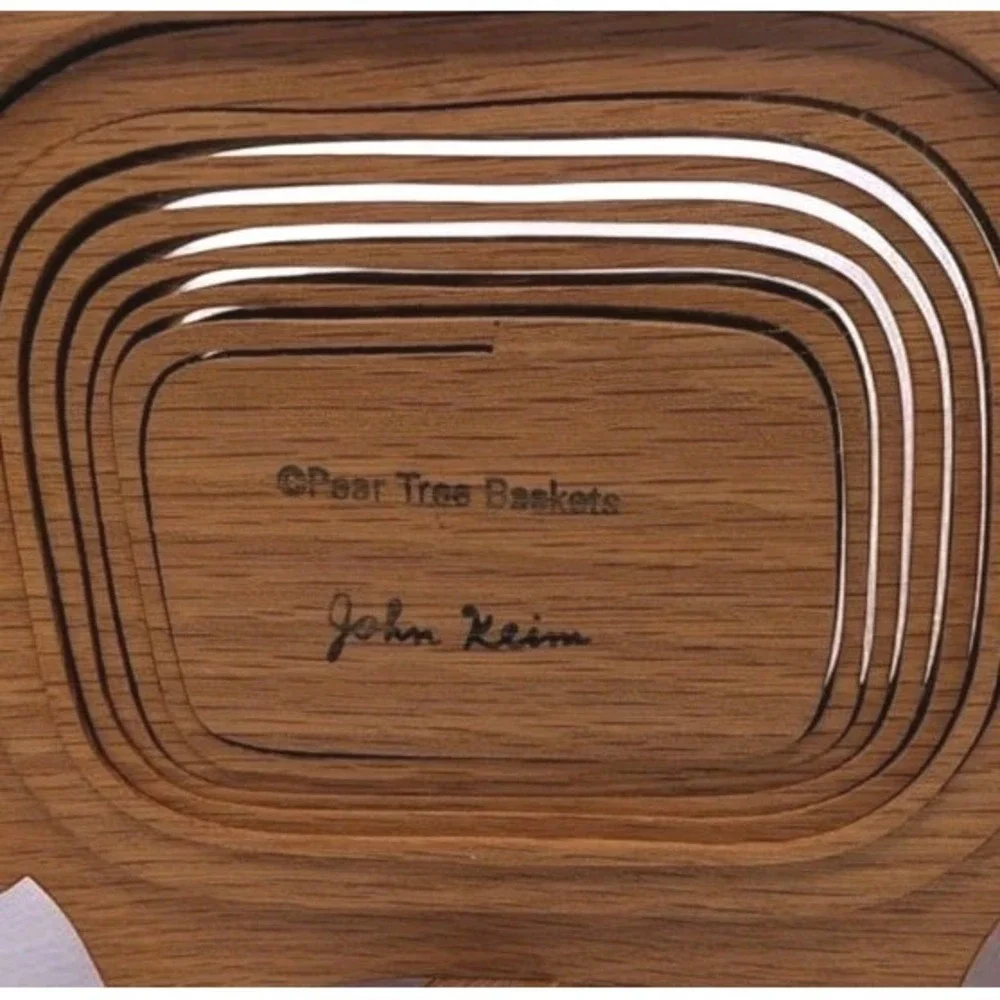John Keim Pear Tree Basket Collapsible Accordion Wood Teapot Shape Signed 1990s